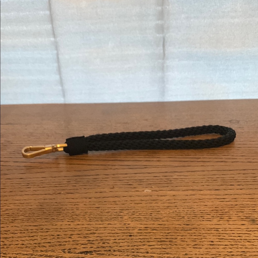 Black Braided Wrist Strap with Gold Clip - Picture 2 of 3